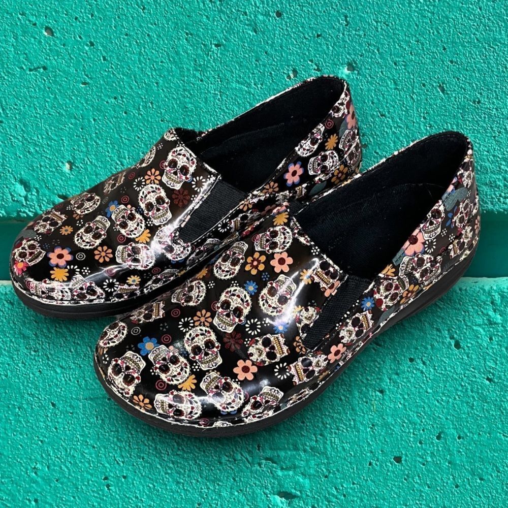 Spring Step Skull Slip On Mules
